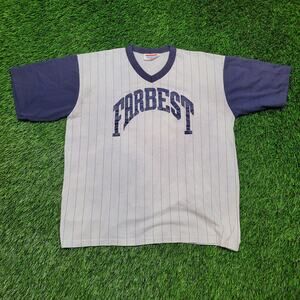 Vintage 80s Farbest Dodger USA Made Mesh Sleeve Jersey Mens M/L Pinstripe